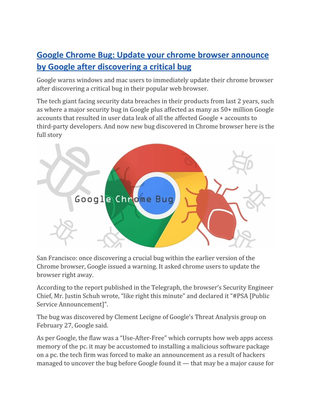 google chrome bug update your chrome browser