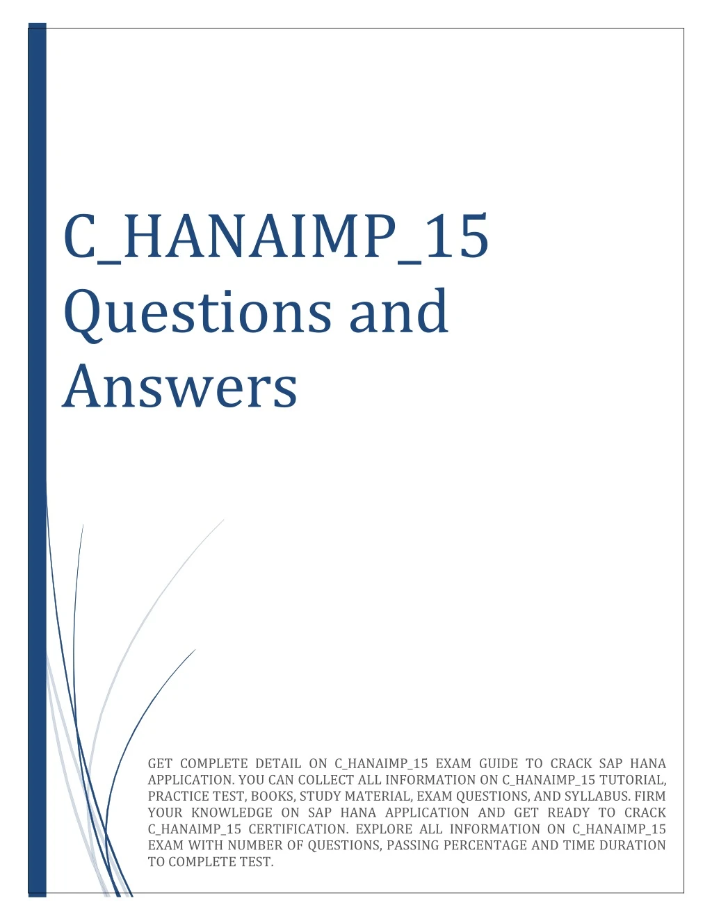 c hanaimp 15 questions and answers