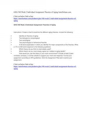 GHA 548 Week 2 Individual Assignment Theories of Aging//tutorfortune.com - slide 1