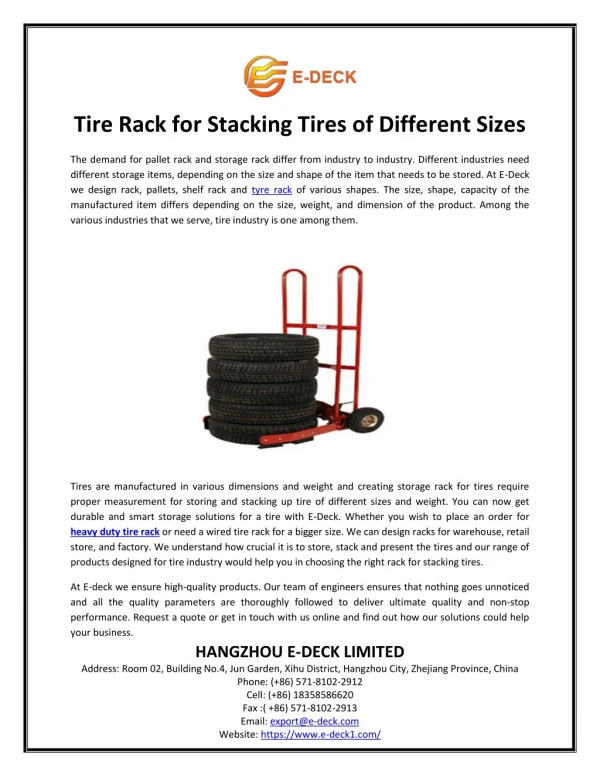 Tire Rack for Stacking Tires of Different Sizes