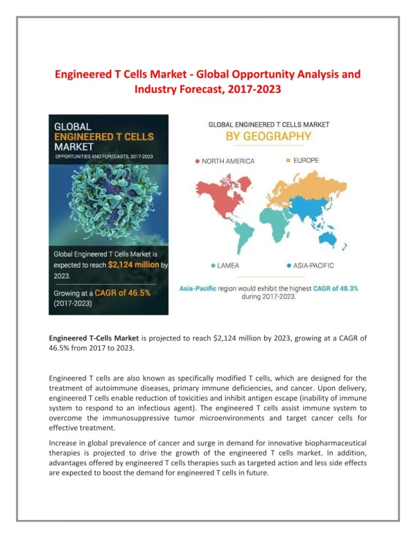 Engineered T Cells Market - Global Opportunity Analysis and Industry Forecast, 2017-2023