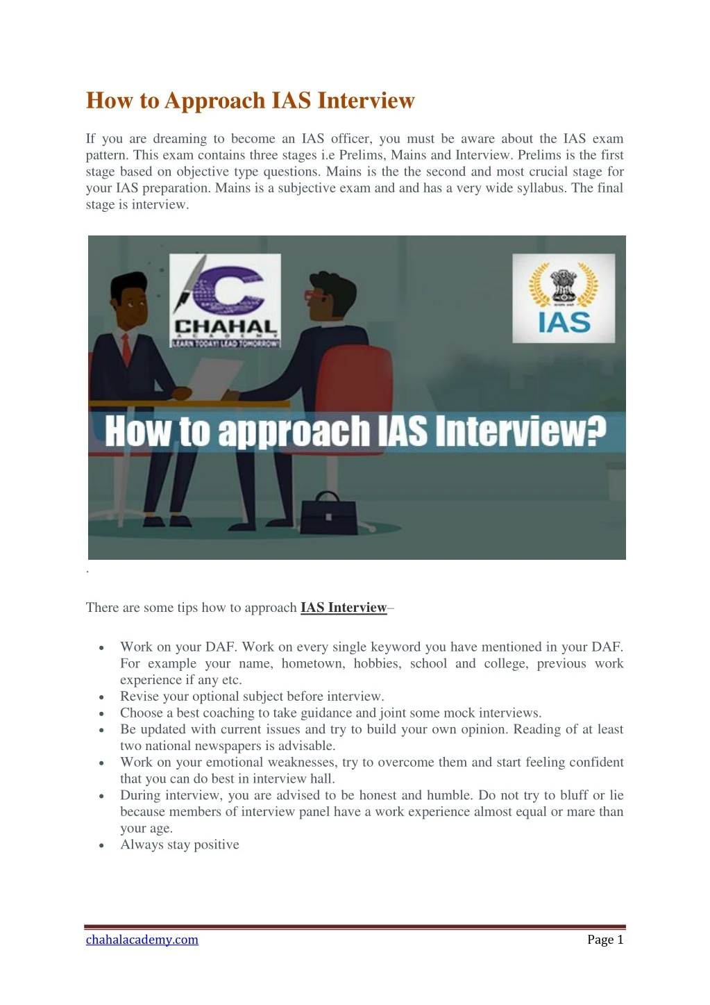 how to approach ias interview