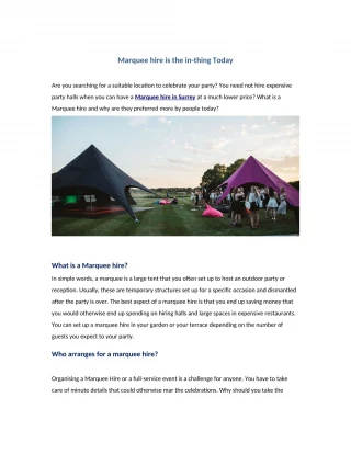 Marquee hire is the in-thing Today - slide 1