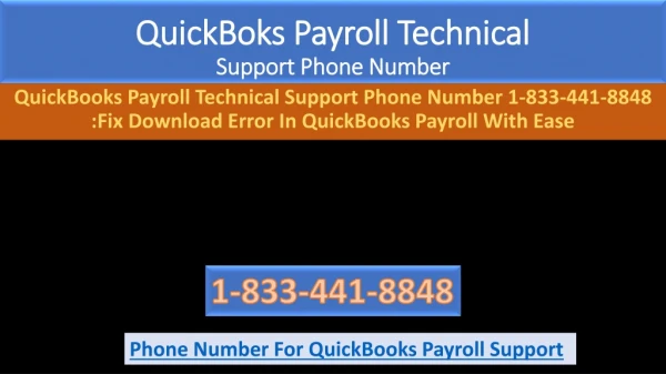 QuickBooks Payroll Technical Support Phone Number 1-833-441-8848