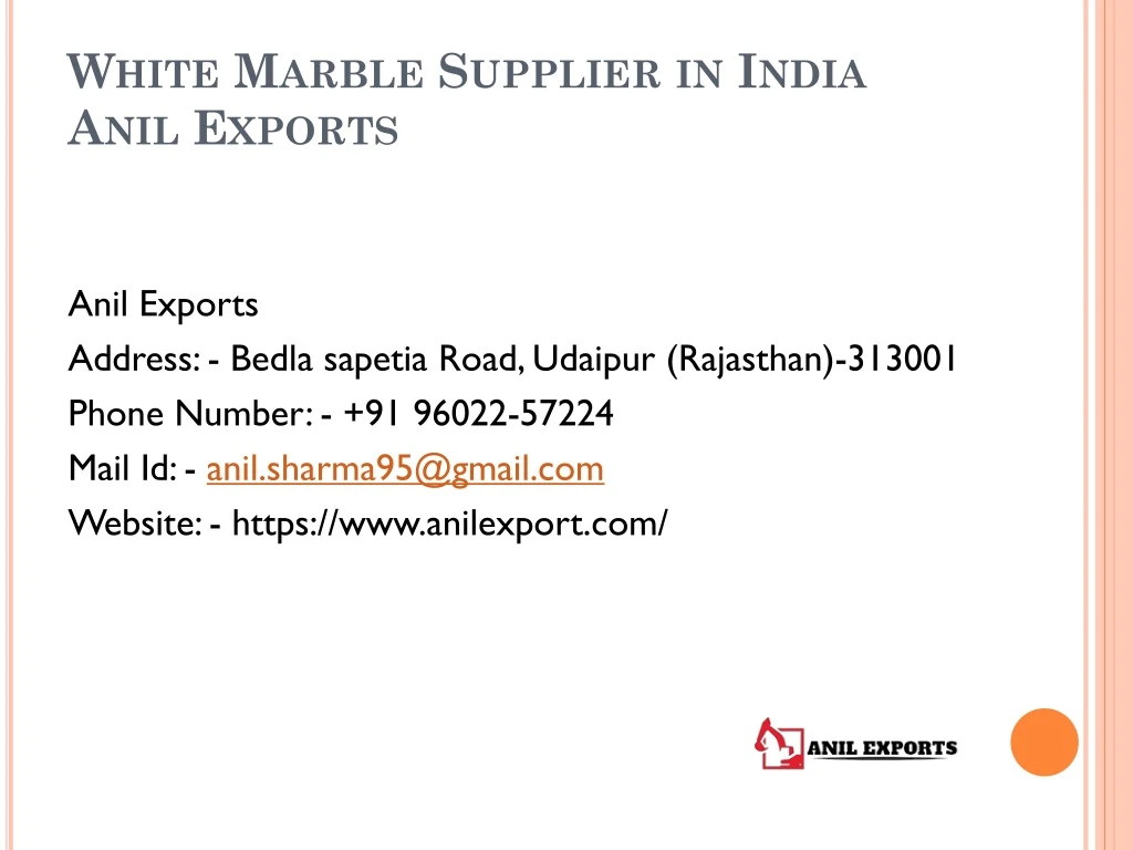 white marble supplier in india anil exports