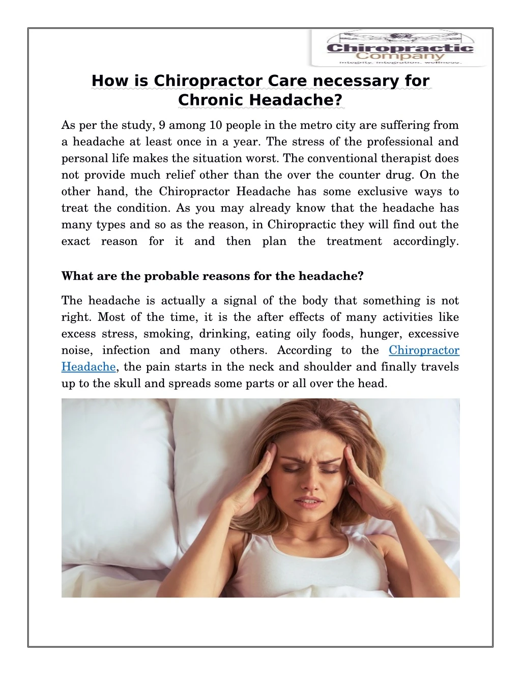 how is chiropractor care necessary for chronic