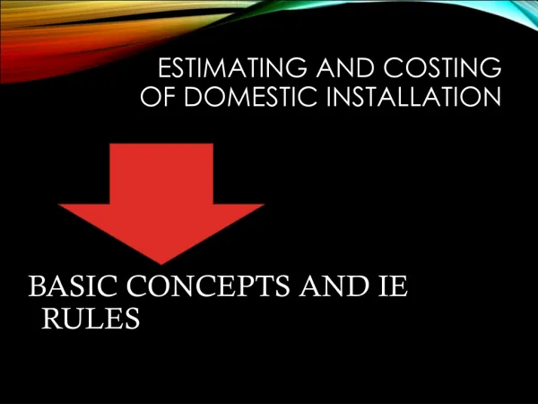 ESTIMATING AND COSTING OF DOMESTIC INSTALLATION