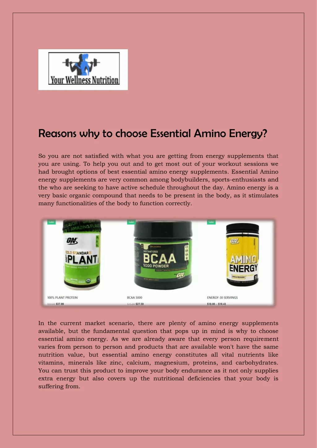 reasons why to choose essential amino energy