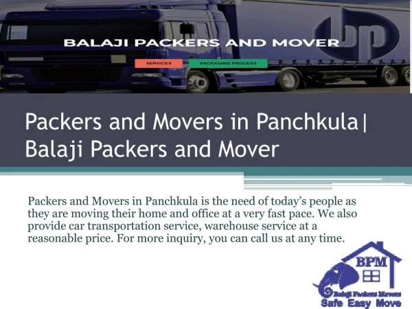 Packers and Movers in Panchkula | Balaji Packers and Mover