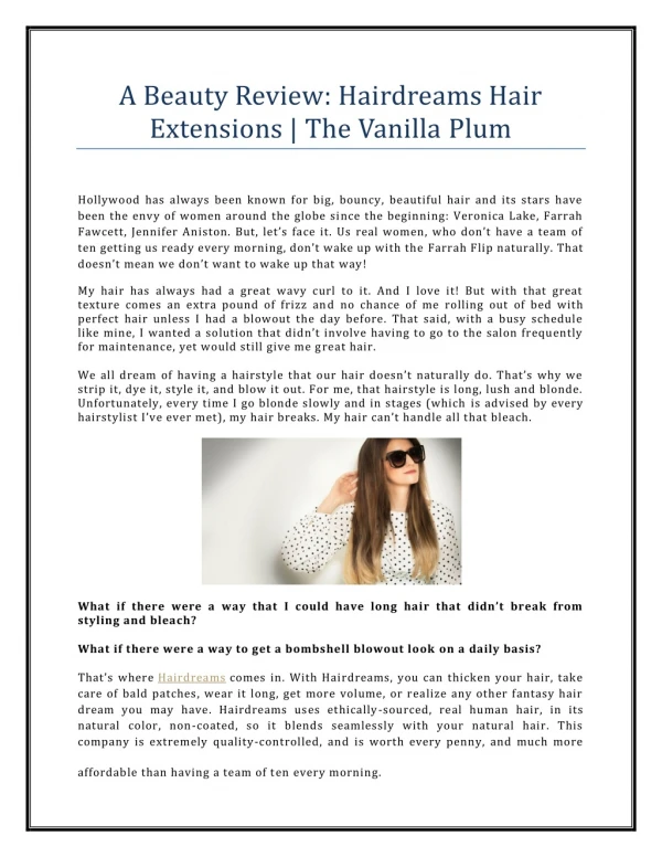 A Beauty Review: Hairdreams Hair Extensions | The Vanilla Plum