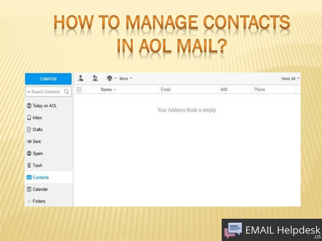how to manage contacts in aol mail