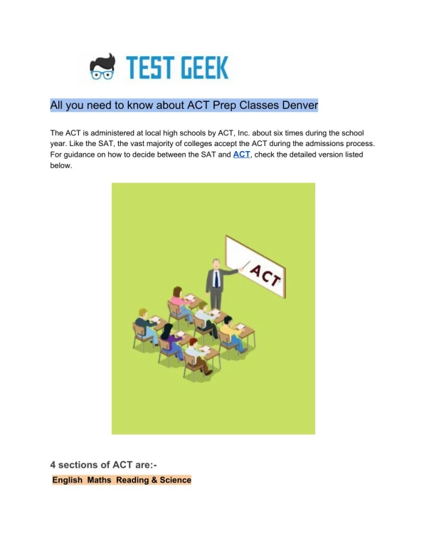 Learn how to do well on the ACT prep classes Denver