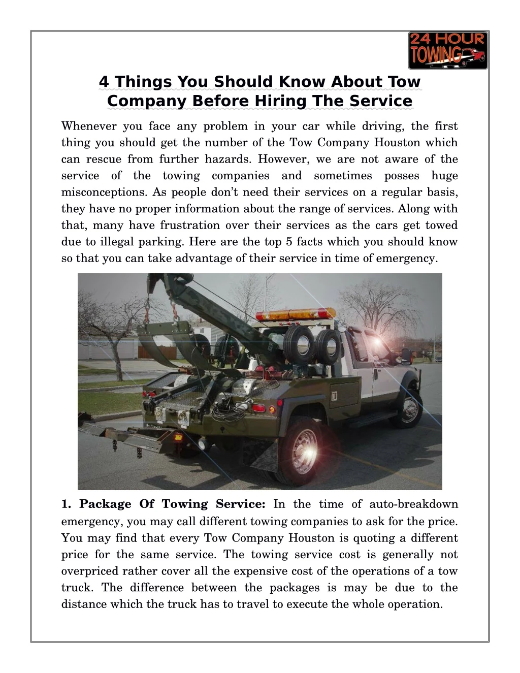 4 things you should know about tow company before