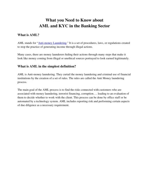 What you Need to Know about AML and KYC in the Banking Sector