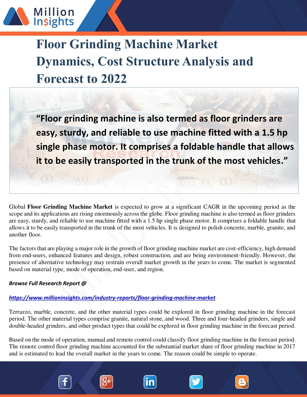 floor grinding machine market dynamics cost