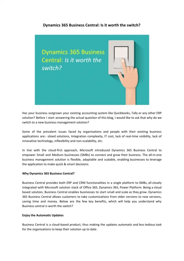 Dynamics 365 Business Central: Is it worth the switch?