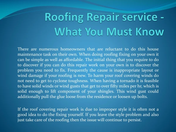 Roofing Repair service - What You Must Know