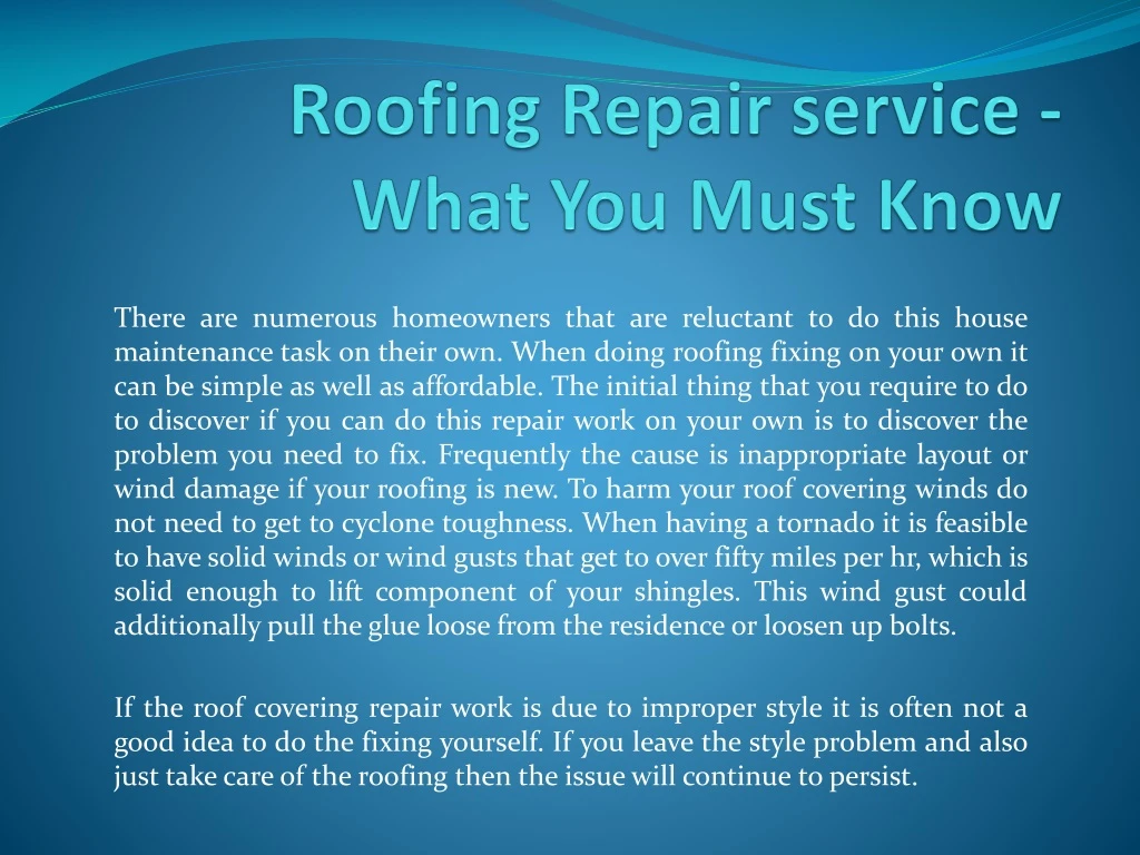 roofing repair service what you must know