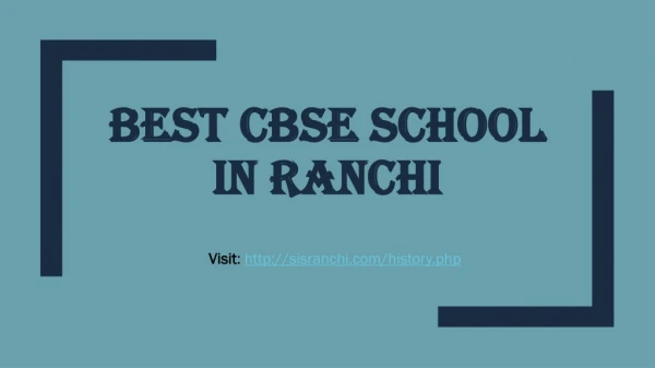 Best CBSE School in Ranchi