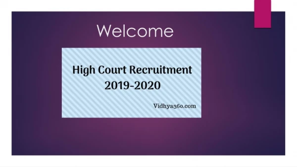 High Court Recruitment 2019-2020 Check High Court Jobs Online Forms Here