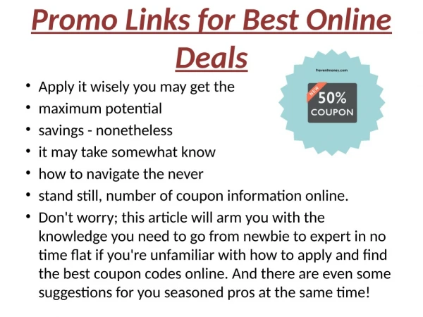 Promo Links for Best Online Deals
