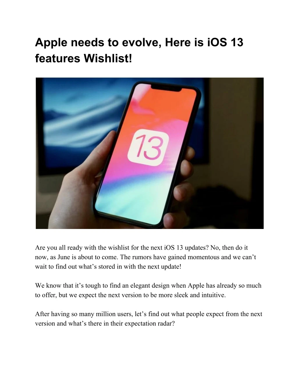 apple needs to evolve here is ios 13 features