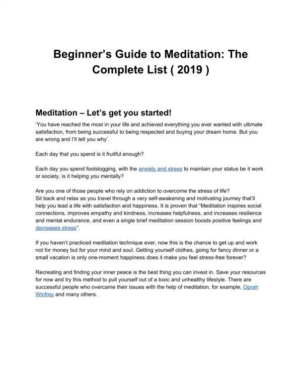 Beginner’s Guide to Meditation: The Complete List ( 2019 )