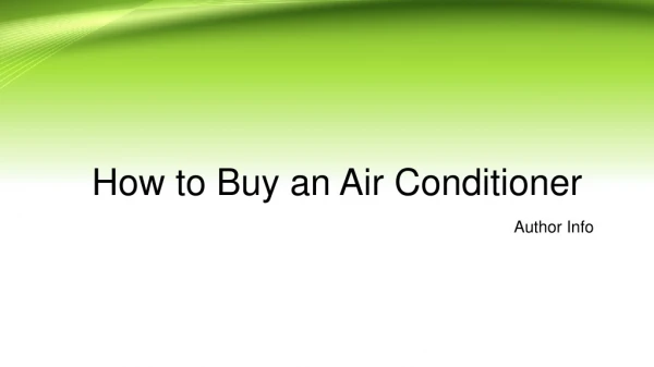 How to Buy an Air Conditioner