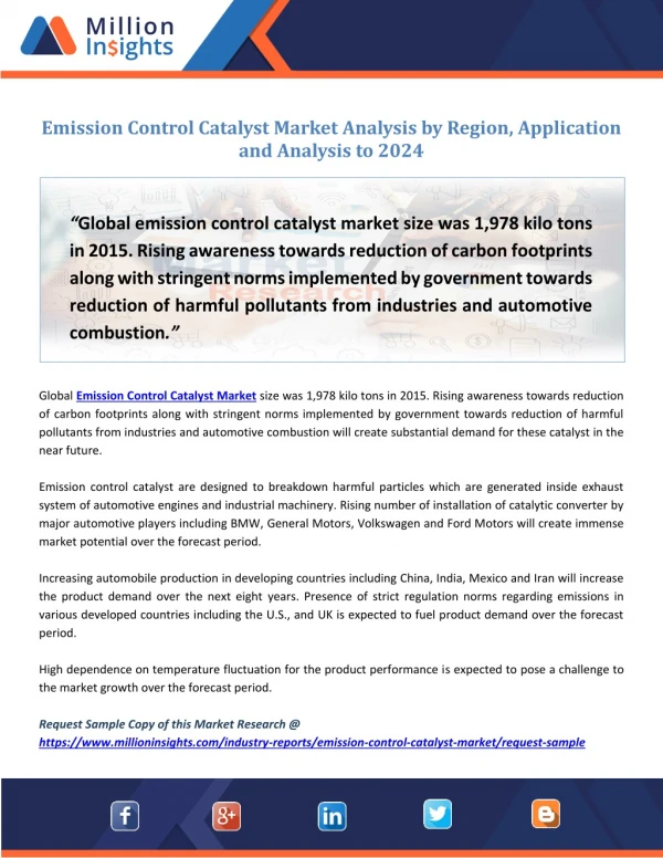 Emission Control Catalyst Market Size & Forecast Report, 2013 - 2024