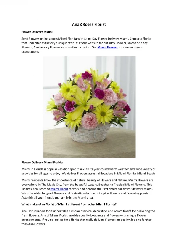 Miami Florist - Miami Flower Delivery