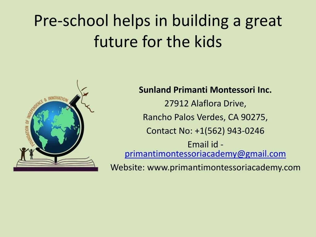 pre school helps in building a great future