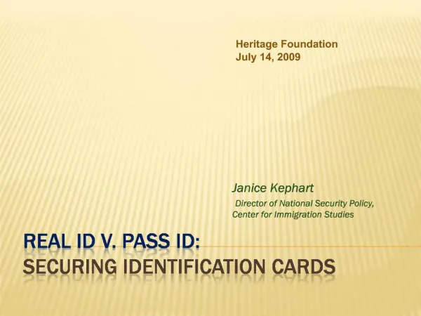 Real id v. pass id: Securing identification CARDS