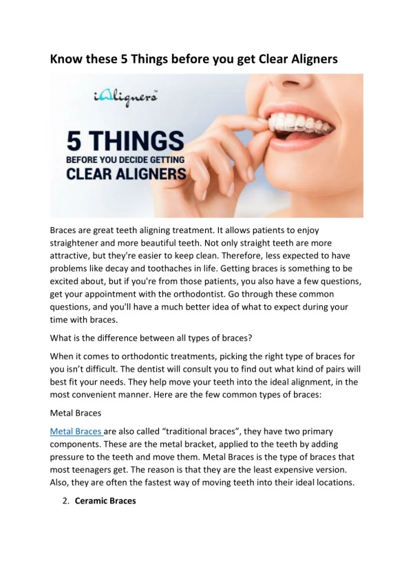 Know these 5 Things before you get Clear Aligners