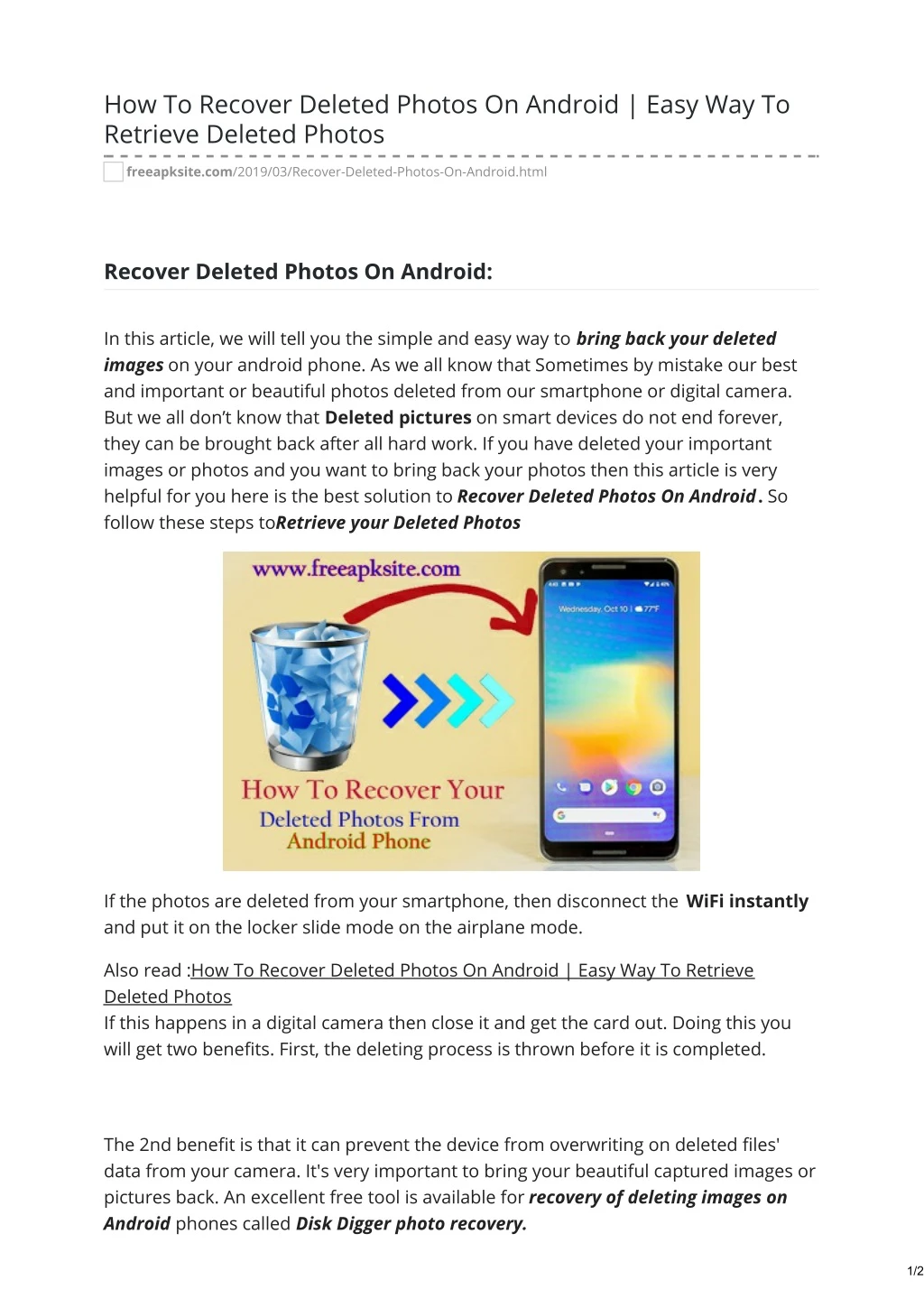 how to recover deleted photos on android easy