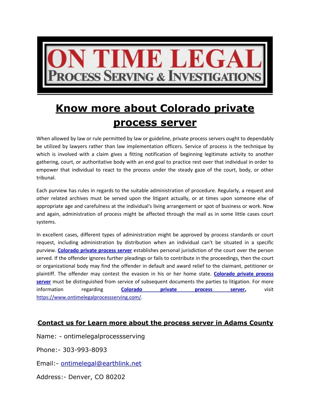 know more about colorado private process server