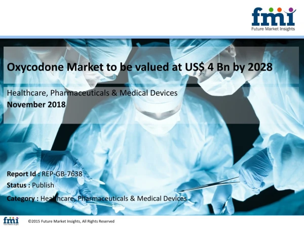 Oxycodone Market to be valued at US$ 4 Bn by 2028