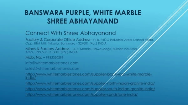 Banswara Purple, White Marble Shree Abhayanand