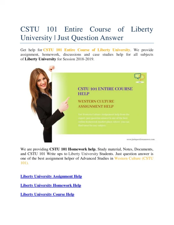 CSTU 101 Entire Course of Liberty University | Just Question Answer