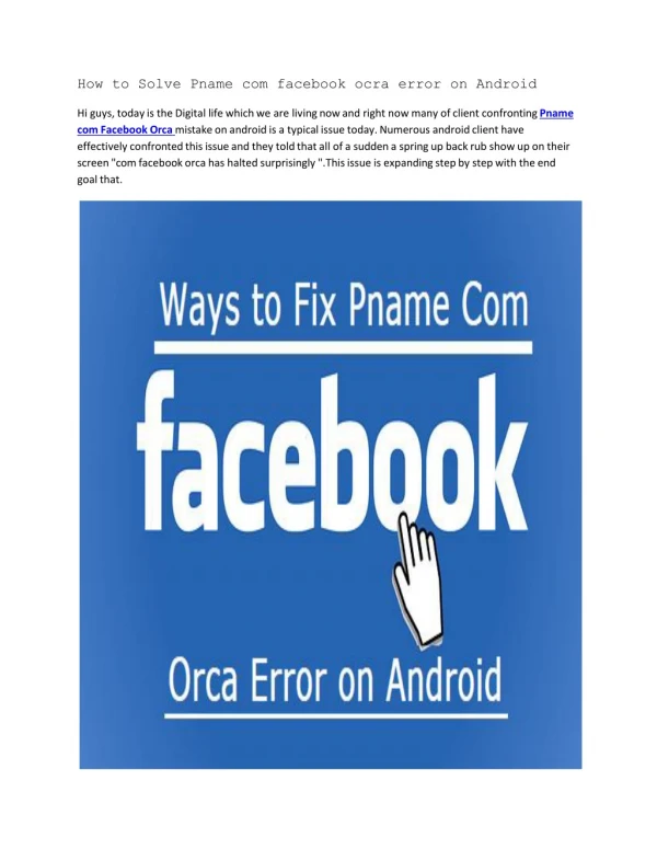 Pname com facebook orca error on Android or ios Phones