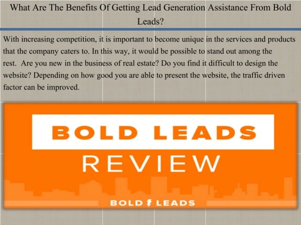 What Are The Benefits Of Getting Lead Generation Assistance From Bold Leads?