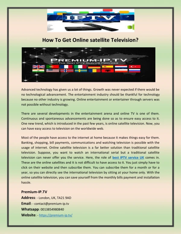 How To Get Online satellite Television?