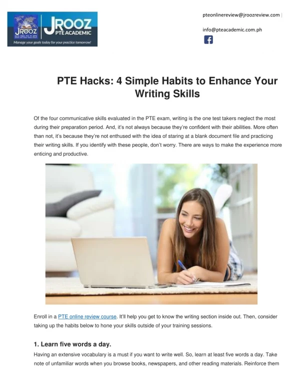 PTE Hacks: 4 Simple Habits to Enhance Your Writing Skills