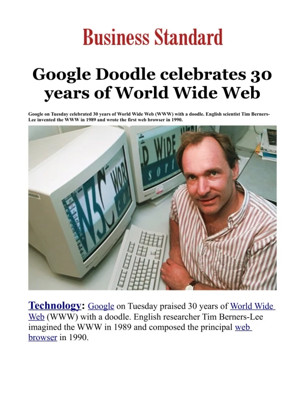 Google Doodle celebrates 30 years of World Wide Web