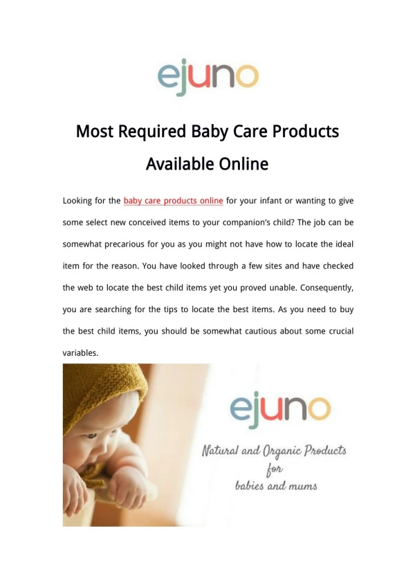 Most Required Baby Care Products Available Online