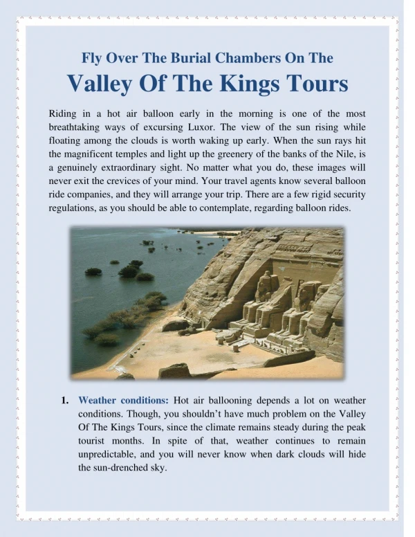 Fly Over The Burial Chambers On The Valley Of The Kings Tours