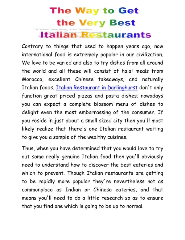 Best Italian Restaurant in Darlinghurst