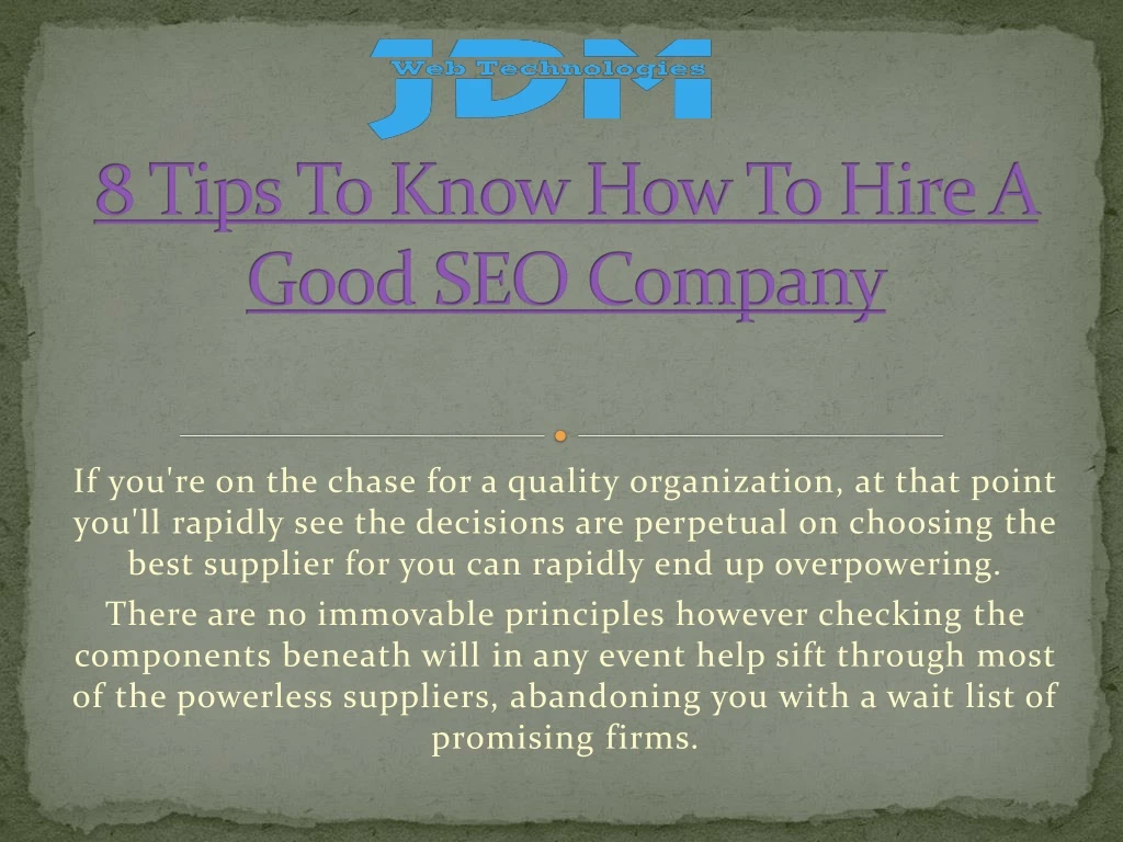 8 tips to know how to hire a good seo company