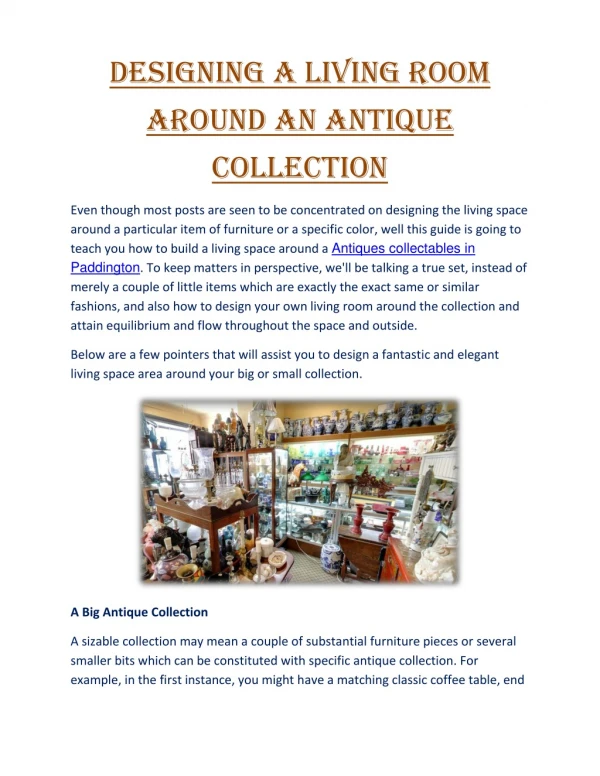Top Antiques Furniture in Paddington
