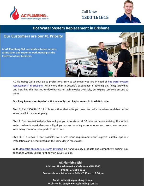 Hot Water System Replacement in Brisbane