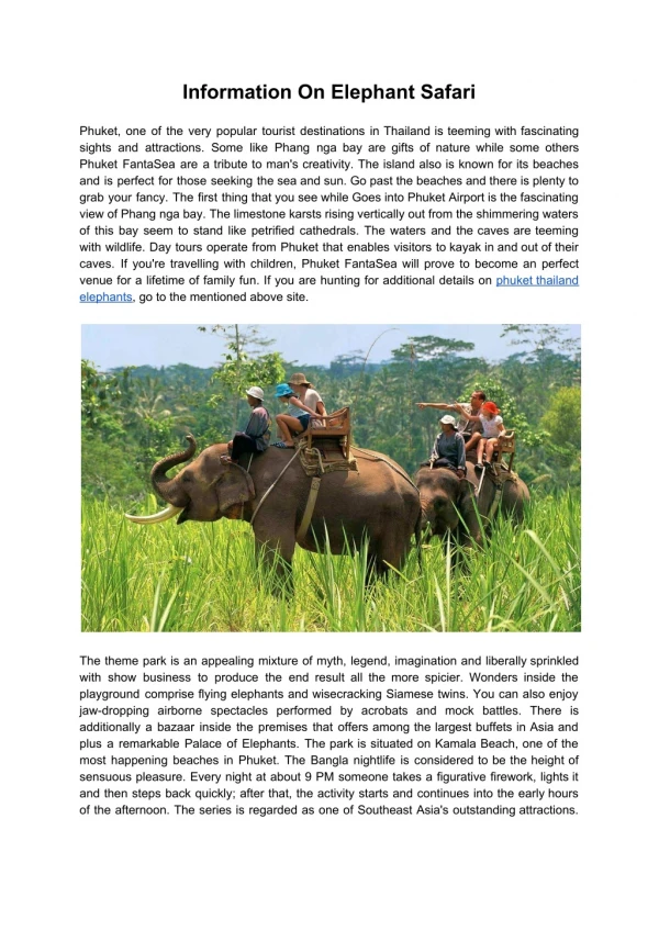 Information On Elephant Safari
